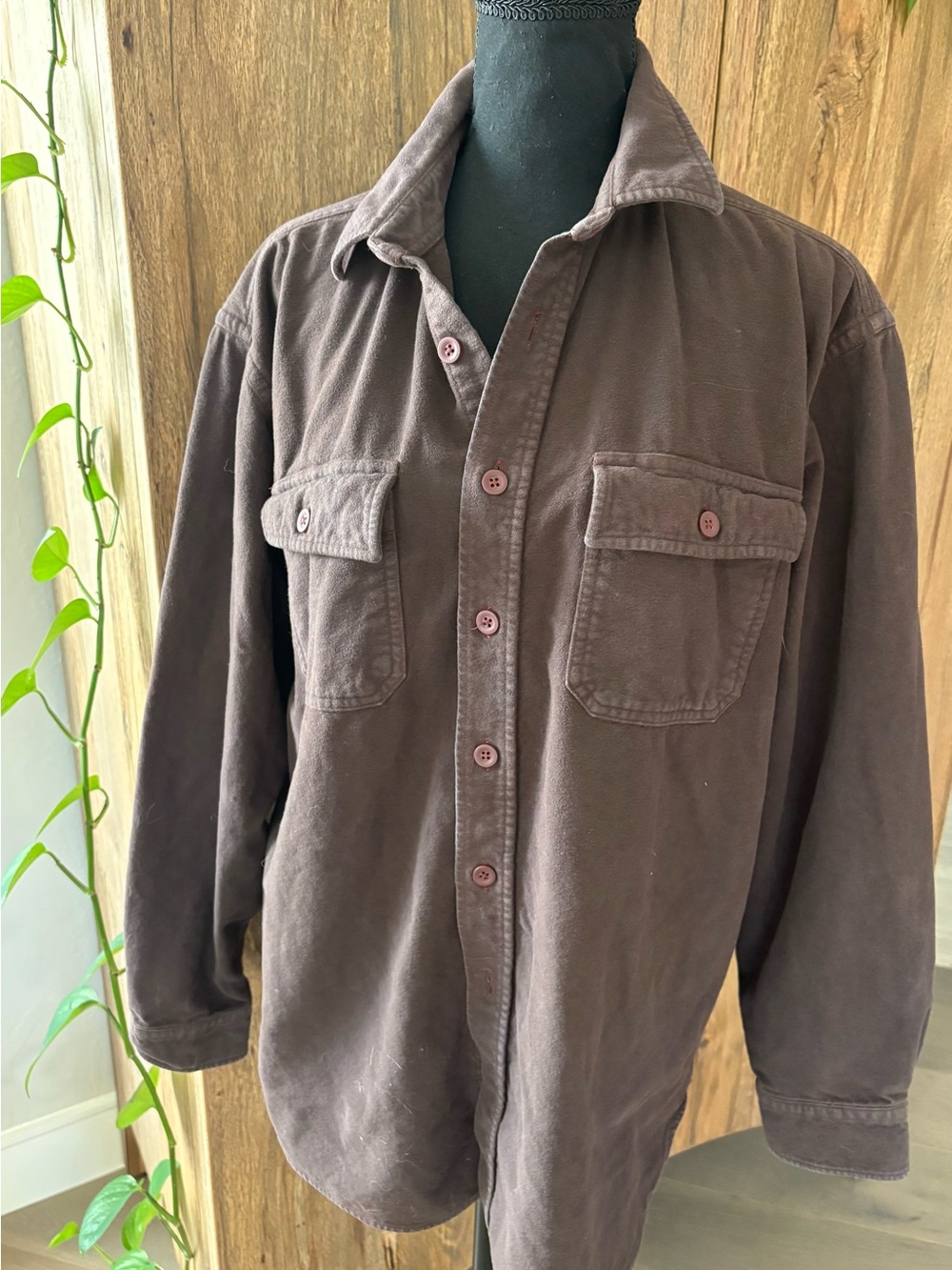 Men's Brown Button-Front Workshirt Jacket